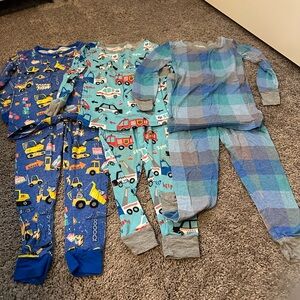 Little Sleepies- Kids' Pajama Set with Fun Vehicle and Plaid Design